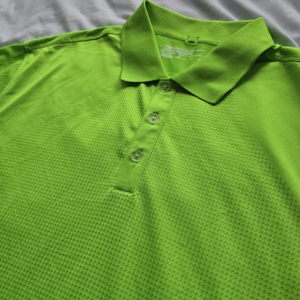 Nike Golf Tour Performance Dri Fit Neon Green Polo Shirt Mens XL